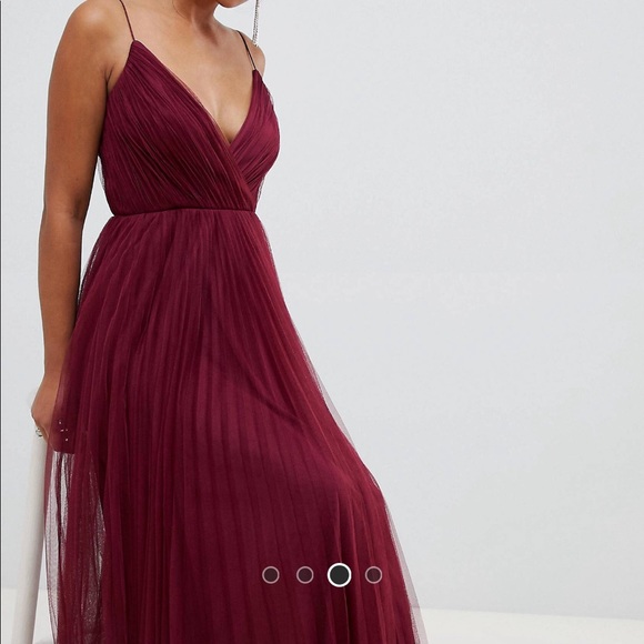 asos design cami pleated tulle maxi dress